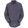 Industrial Striped Long Sleeved Microcheck Work Shirt - SP14